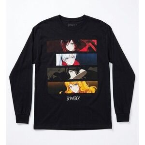 RWBY Graphic Print Long Sleeve T-Shirt Men's M Black Ruby Rose Anime Cartoon Tee